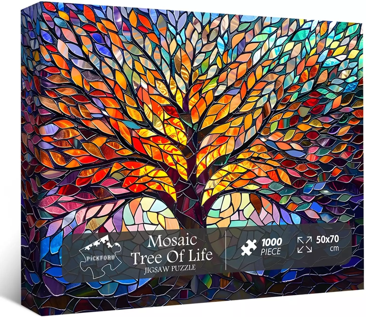 Engage with our intricate 1000-piece Tree of Life stained glass puzzle, perfect for adult enthusiasts seeking a stimulating and rewarding challenge.