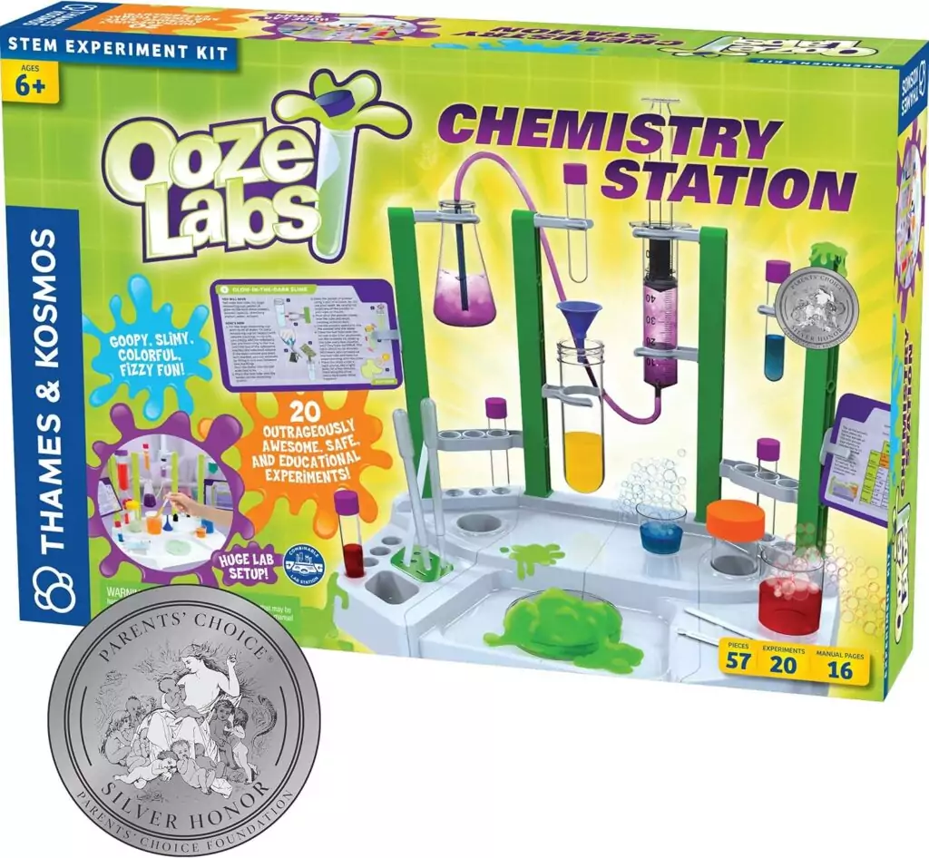 Thames Kosmos Ooze Labs Chemistry Kit offers 20 engaging science experiments for kids and educators, promoting safe and interactive learning experiences.