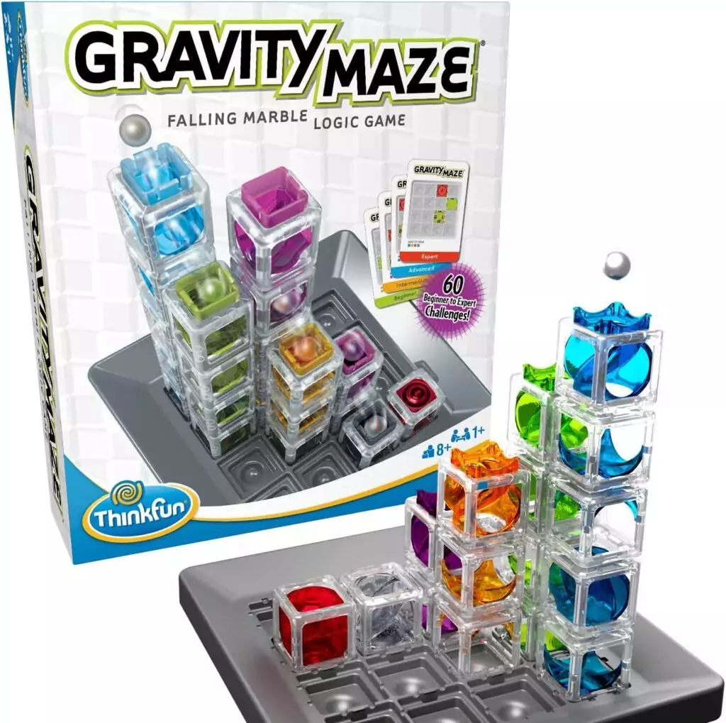 Engaging ThinkFun Gravity Maze STEM Marble Run Game, perfect for kids 8 and up. Award-winning educational toy promotes critical thinking and puzzle-solving skills.