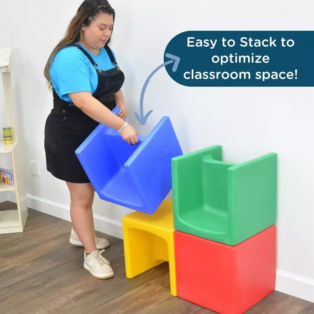 3-in-1 Cube Chair Set for Kids: Enhance Active Learning with Flexible Classroom Seating Solutions (4-Pack), Versatile Design for Educational Settings