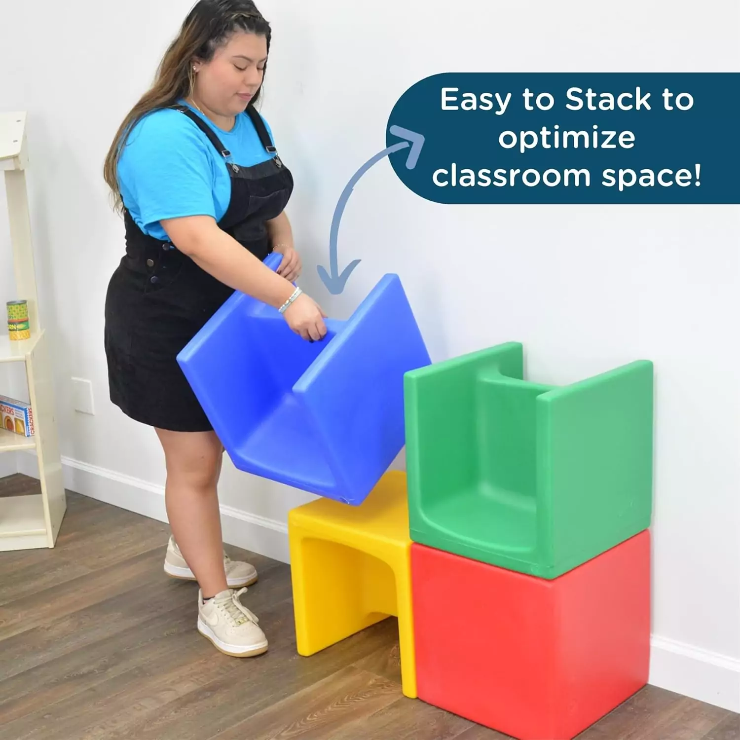 3-in-1 Cube Chair Set for Kids: Enhance Active Learning with Flexible Classroom Seating Solutions (4-Pack), Versatile Design for Educational Settings