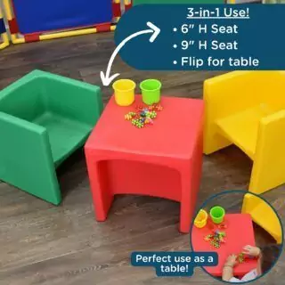 Colorful 3-in-1 Cube Chairs for Kids - Set of 4 Flexible Classroom Seats, Ideal for Dynamic Learning Environments and Play Areas
