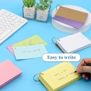 Colorful 3x5 Inch Flash Cards for Teachers: Set of 1000 Ruled, Ring-Punched Index Cards Ideal for Student Study and Classroom Organization