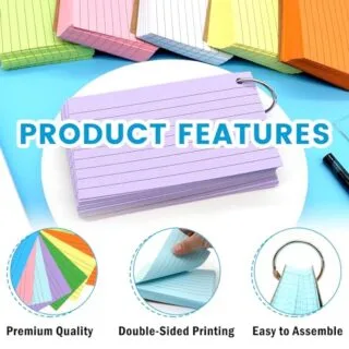 Colorful 3x5 ring-punched ruled flash cards for teachers, ideal for enhancing study sessions and serving as effective classroom aids.