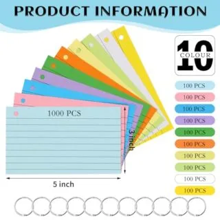 Colorful 3x5 Ruled Index Cards Ideal for Teachers' Classroom Organization