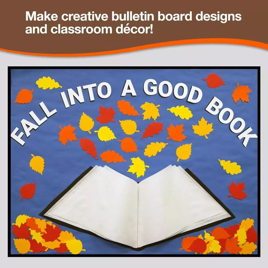 Colorful Maple and Oak Leaf Cutouts for Classroom Decor - Double-Sided Cardstock Punch-Outs for Autumn Display Settings