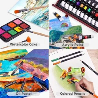 Complete Art Supplies Kit with Drawing Pads, Acrylic Paints, Crayons, and Colored Pencils; Ideal for Teachers and Classroom Creativity Sessions