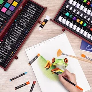 Comprehensive 175-piece art supplies set for educators, includes drawing pads, acrylic paints, crayons, and colored pencils for creative projects.