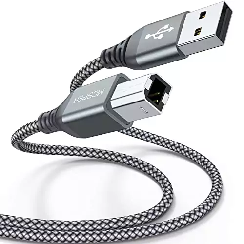 2-pack of 5ft high-speed USB 2.0 A to B printer cables, ideal for classroom setups and reliable connectivity with printers and other devices.