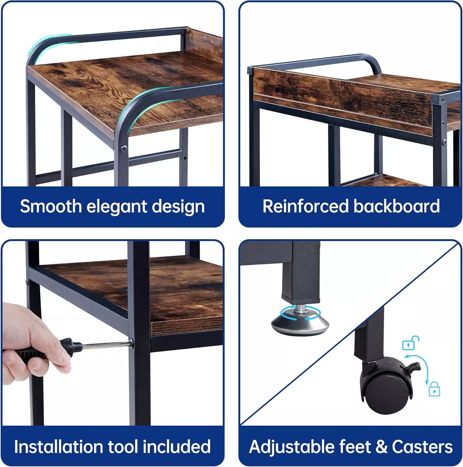 Rolling Modern Printer Stand with Storage for Home Office and Classroom - Compact 22x18 Design, Perfect for Mobility and Organization.