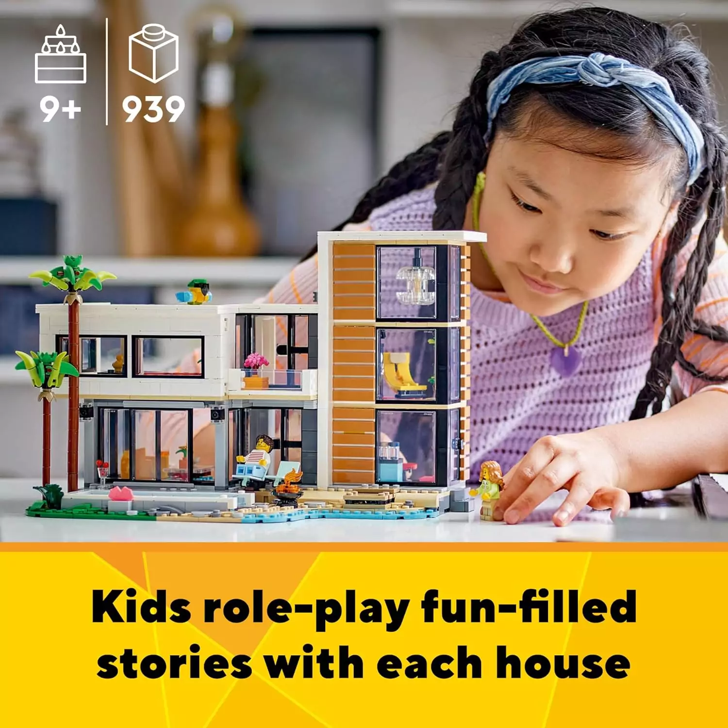 LEGO Creator 3-in-1 Playset with Three-Story City Building and Forest Cabin, ideal for fostering creativity and imaginative building in kids.