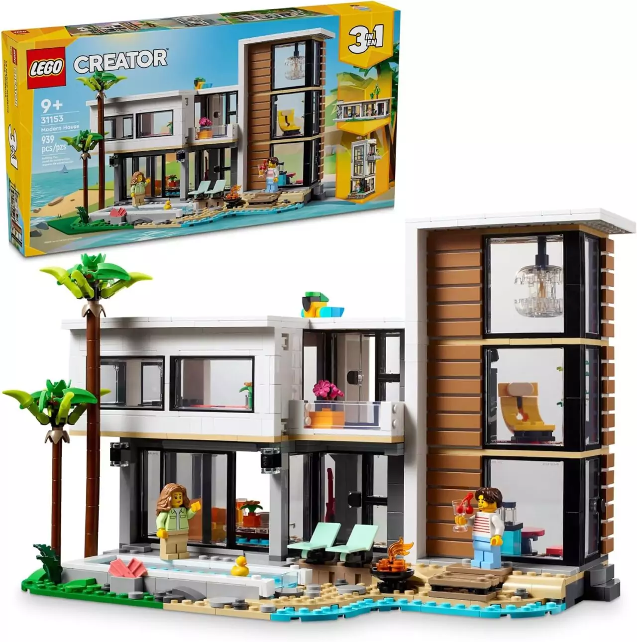 LEGO Creator 3-in-1 set featuring a 3-story city building and forest cabin, perfect for creative learning and imaginative play experiences.
