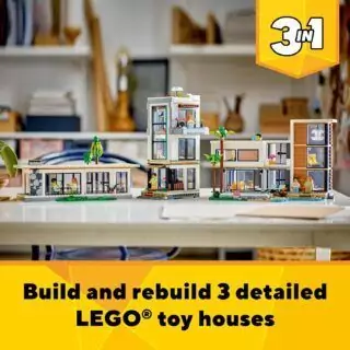 Explore creative learning with the LEGO Creator 3-in-1 set, featuring a versatile 3-story city building and a detailed forest cabin model.