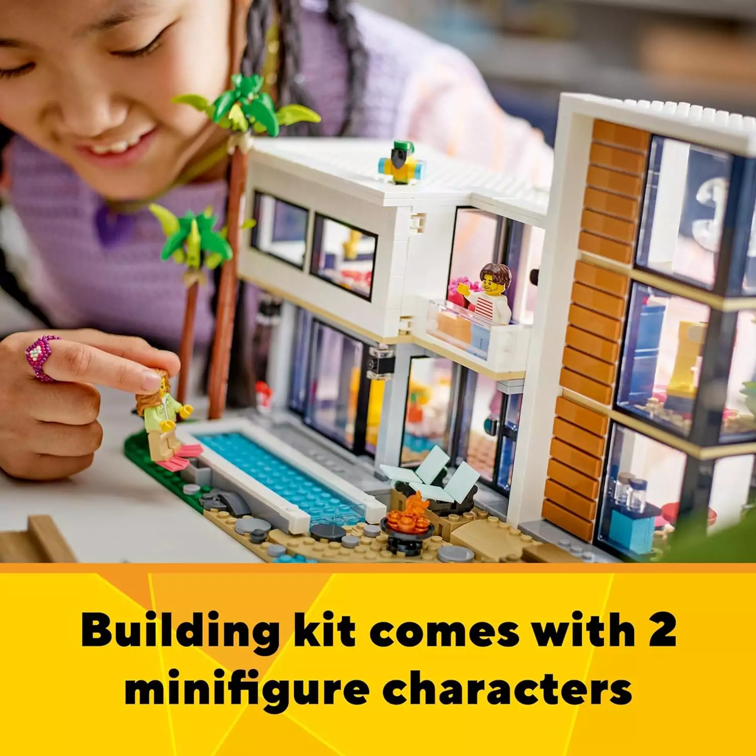 LEGO Creator Playset featuring a 3-story city building and forest cabin, perfect for creative learning and imaginative play. Ideal for aspiring builders.