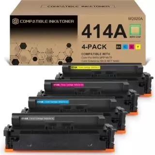 High-Yield 4-Pack Toner Cartridges with Chip for Color Pro MFP M479 M454, Ideal for Classroom Setup and Enhanced Print Quality.