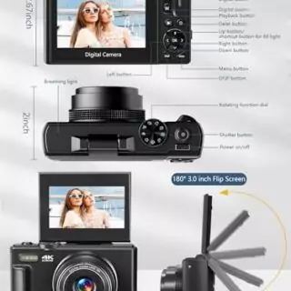 4K vlogging camera with 3-inch flip screen and 18x zoom, perfect for educators enhancing digital photography and content creation setup.