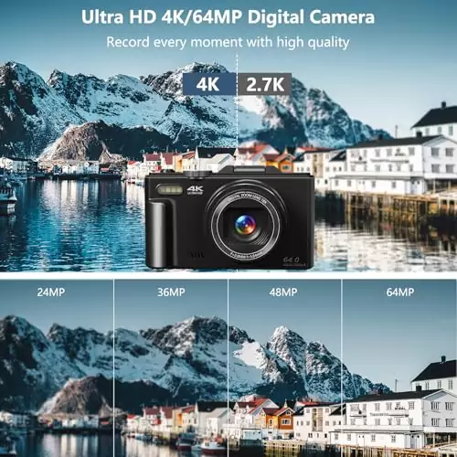 4K vlogging camera with flip screen and 18x zoom, ideal for educators and creative digital photography enthusiasts seeking high-quality visuals.