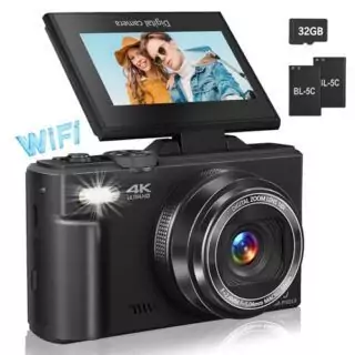 4K vlogging camera with flip screen and 18x zoom, ideal for educators specializing in urban photography. Enhance your photo and video content.