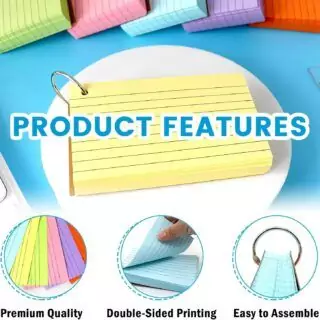 600-piece set of 3x5 colored index cards with rings, perfect for study aids, flashcards, and classroom use for both teachers and students.