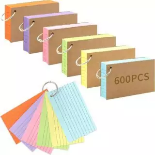 600pcs 3x5 Ruled Colored Index Cards with Ring for Educators - Perfect Study Aid Organizer for Effective Learning and Organization
