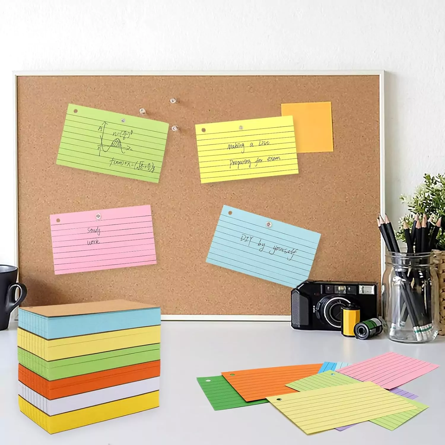 Vibrant 3x5 index card set with ring, ideal for teachers in classrooms, enhancing learning and organization with easy access and sorting.