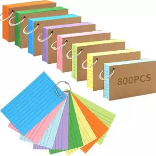 Vibrant 3x5 Ruled Index Cards with Punch Holes and Ring for Teachers - Ideal for Organized Note-Taking and Classroom Use