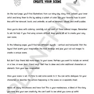 Rainy day scene creation activity instructions.