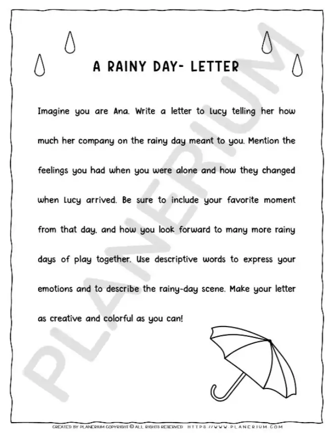 Rainy day letter writing prompt for kids.