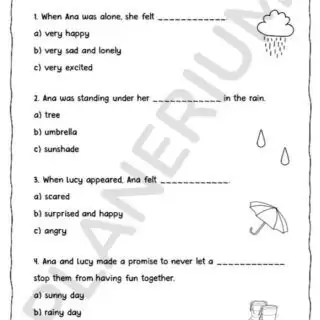 Rainy day fill-in-the-blanks worksheet for kids.