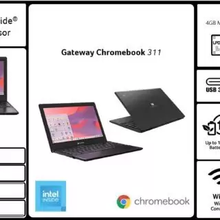 Acer Gateway Chromebook 311 features an Intel Celeron N4500 processor and 11.6" HD display, ideal for educators and classroom use.