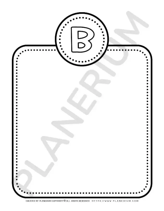 Letter B template with dotted border.