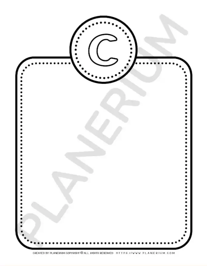Letter C border template with dotted lines.