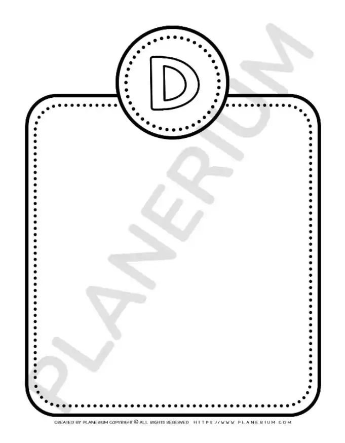 Letter D frame for kids' activity sheet.