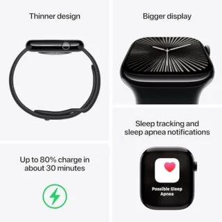 Apple Watch Series 10 GPS 42mm in Silver Aluminium with Denim Band; ideal for educational use and fitness tracking with advanced health features.