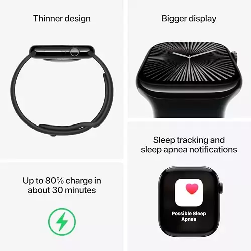 Apple Watch Series 10 GPS 42mm in Silver Aluminium with Denim Band; ideal for educational use and fitness tracking with advanced health features.