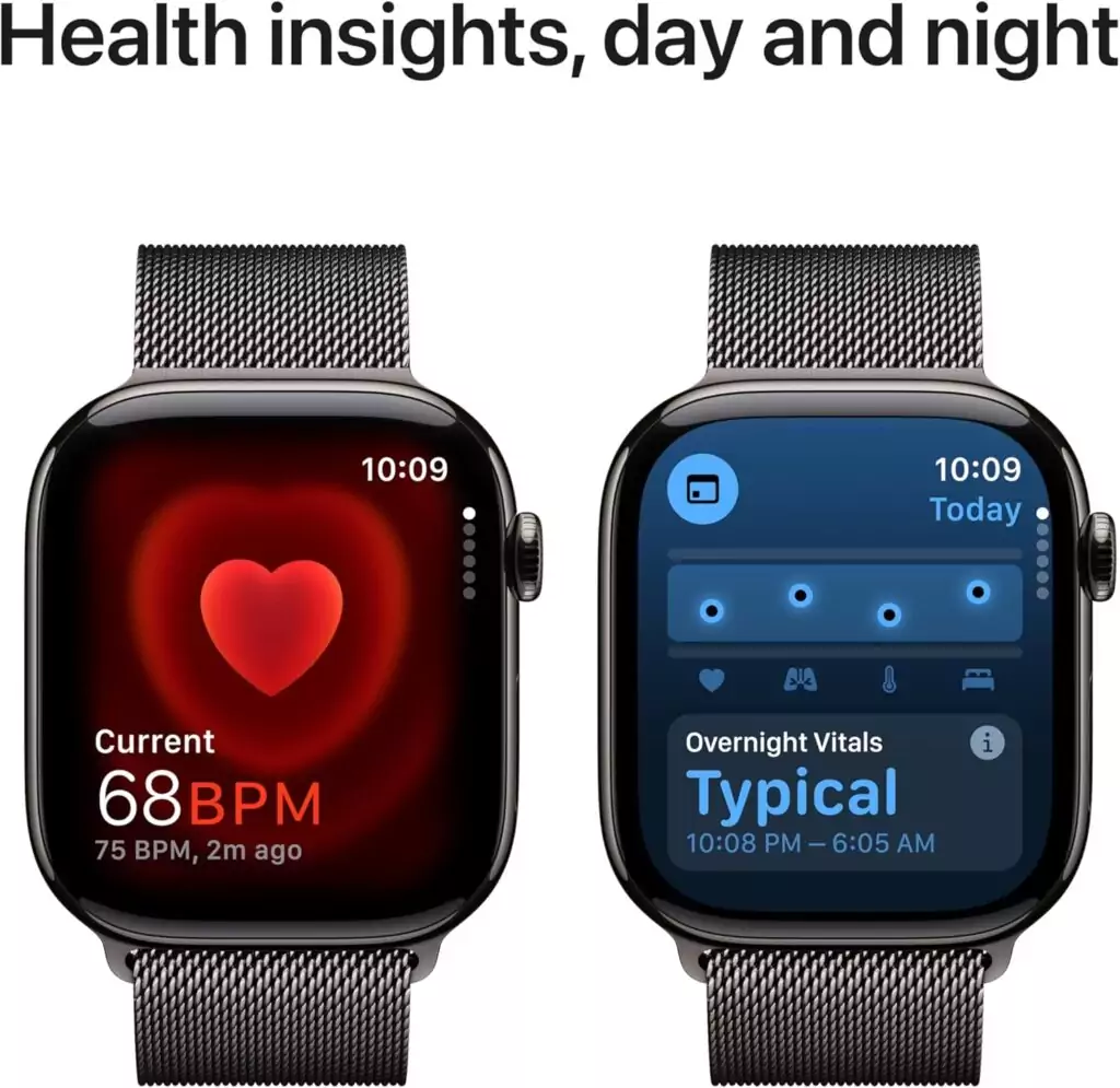 Apple Watch Series 10 GPS Cellular 46mm Slate Titanium Smartwatch: Sleek Design for Educators with Advanced Fitness Tracking Features.