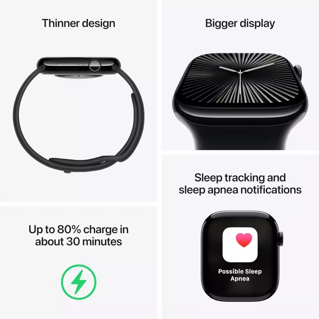 Apple Watch Series 10: 46mm Slate Titanium GPS & Cellular Smartwatch, tailored for educators, featuring advanced fitness tracking and a distinctive design.