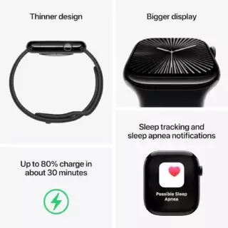 Apple Watch Series 10: 46mm Slate Titanium GPS & Cellular Smartwatch, tailored for educators, featuring advanced fitness tracking and a distinctive design.