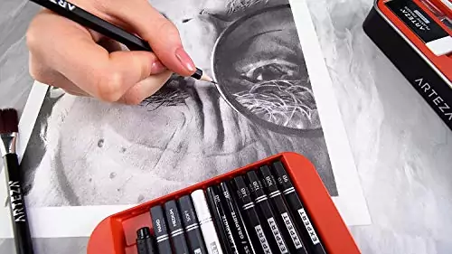 Arteza 33-Piece Drawing Set: Comprehensive Graphite and Charcoal Tools for Adults and Art Teachers in Creative Learning Environments