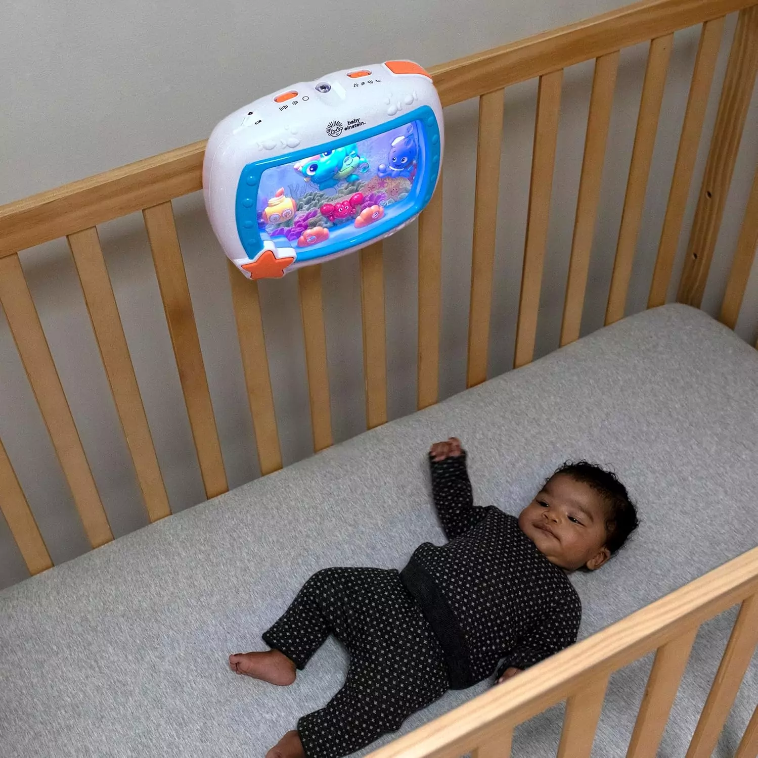 The Baby Einstein Sea Dreams Soother is a musical crib toy and sound machine designed to help newborns relax and sleep peacefully.