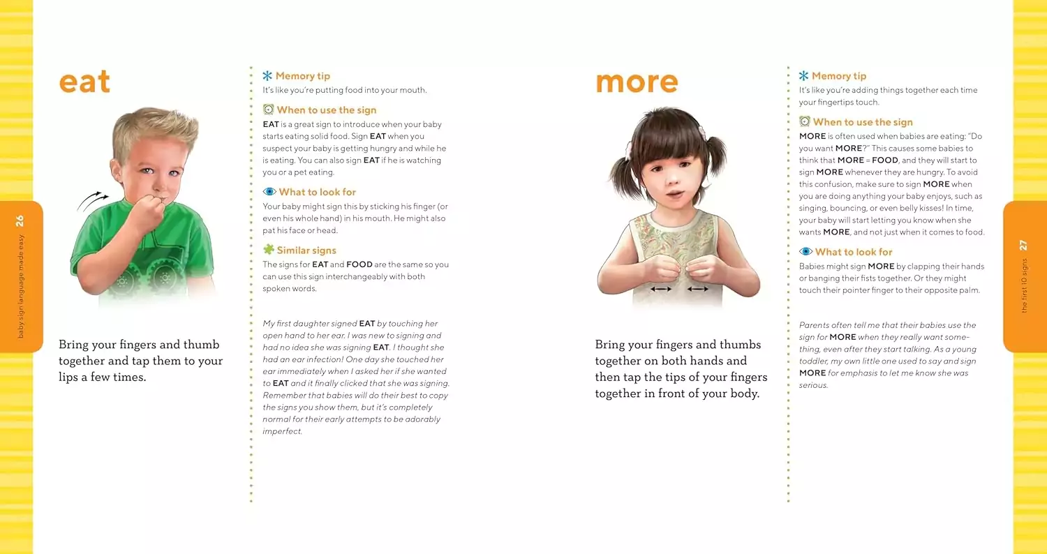 "Discover simplified baby sign language, essential for early development, featuring colorful illustrations to enhance learning and communication."