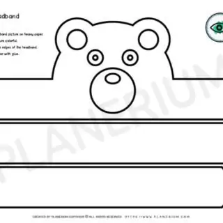 Bear headband template with crafting instructions.