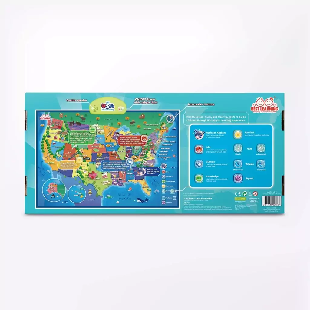USA Map Educational Toy for Kids Ages 5-12: Interactive Learning Game Poster for Fun and Engaging Geography Education.