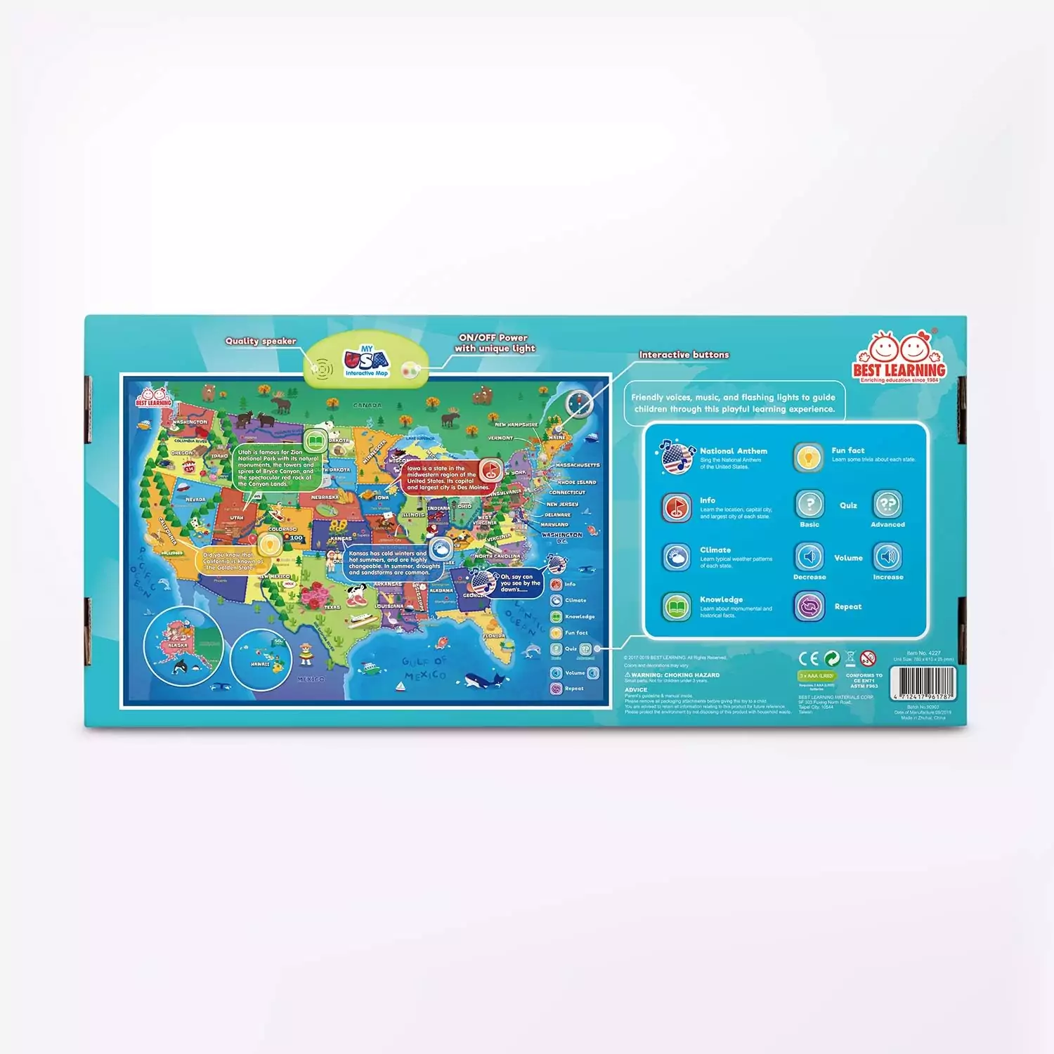 USA Map Educational Toy for Kids Ages 5-12: Interactive Learning Game Poster for Fun and Engaging Geography Education.