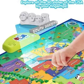 Interactive USA Map Poster for Kids: Educational and Fun Learning Decor, Ideal for Teaching Geography and Enhancing Children's Knowledge of States
