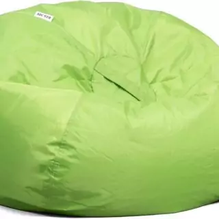 Big Joe Bean Bag Chair in Spicy Lime offers durable 2ft round seating ideal for classrooms, featuring an easy-clean surface and unique design.