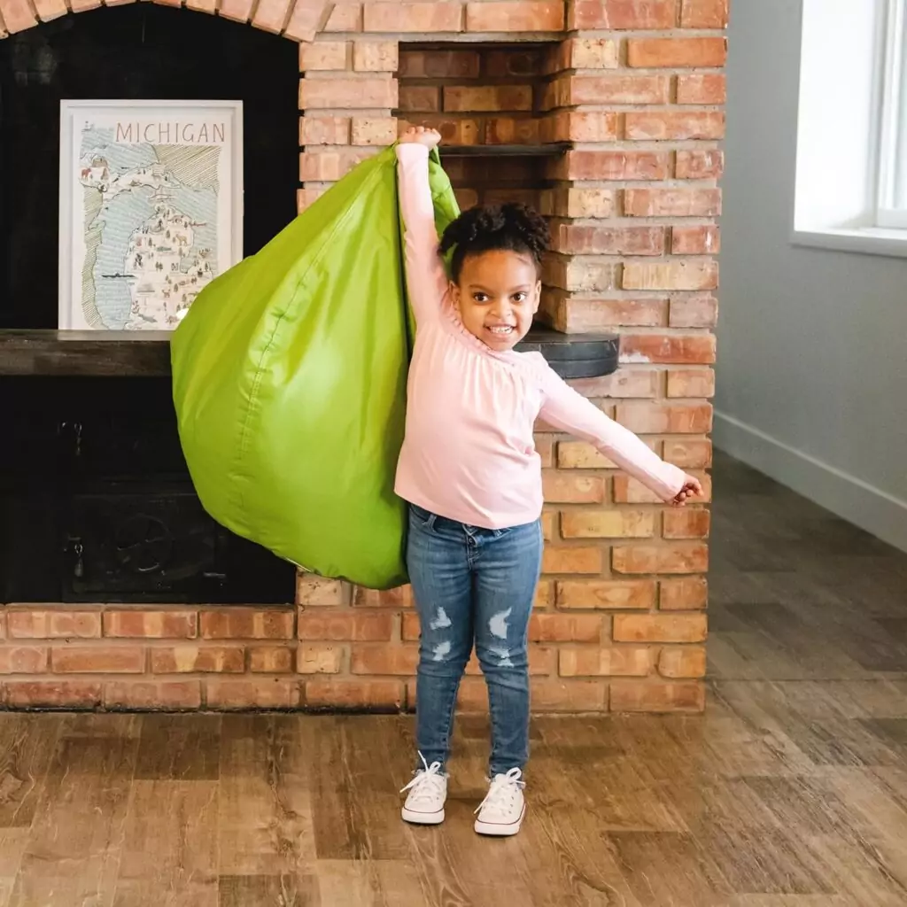 Vibrant and long-lasting Spicy Lime Bean Bag Chair, perfect for enhancing classroom study areas with comfort and style.