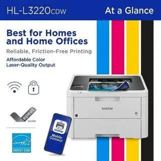 Brother HL-L3220CDW: Wireless color laser printer with fast duplex printing, ideal for classrooms and educators seeking efficient and reliable performance.