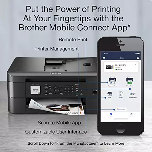 Ideal Wireless Printer for Teachers: Brother MFC-J1010DW with Mobile and Duplex Printing Capabilities Tailored for Educational Needs.