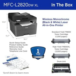 Discover the Brother MFC-L2820DW XL Laser Printer optimized for educators, featuring wireless scanning, copying, and faxing for efficient workflows.
